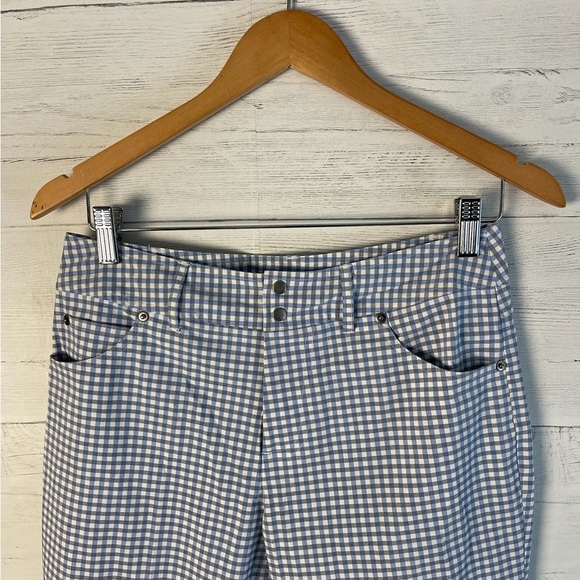 Anthropologie Sitwell Capri Checkered Pants Mid Rise Stretchy Straight Leg Sz 4 - Picture 5 of 10